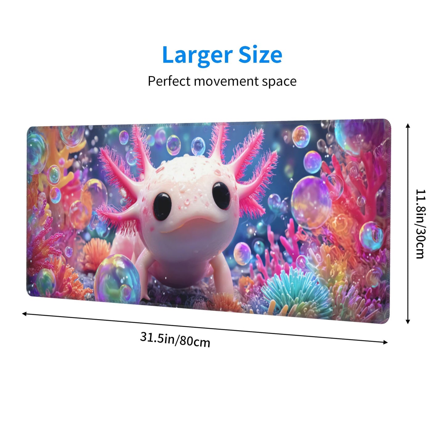 Axolotl Mouse Pad Extended Large Gaming Mouse Pad XL Stitched Edges for Gamer Home Office 31.5 X