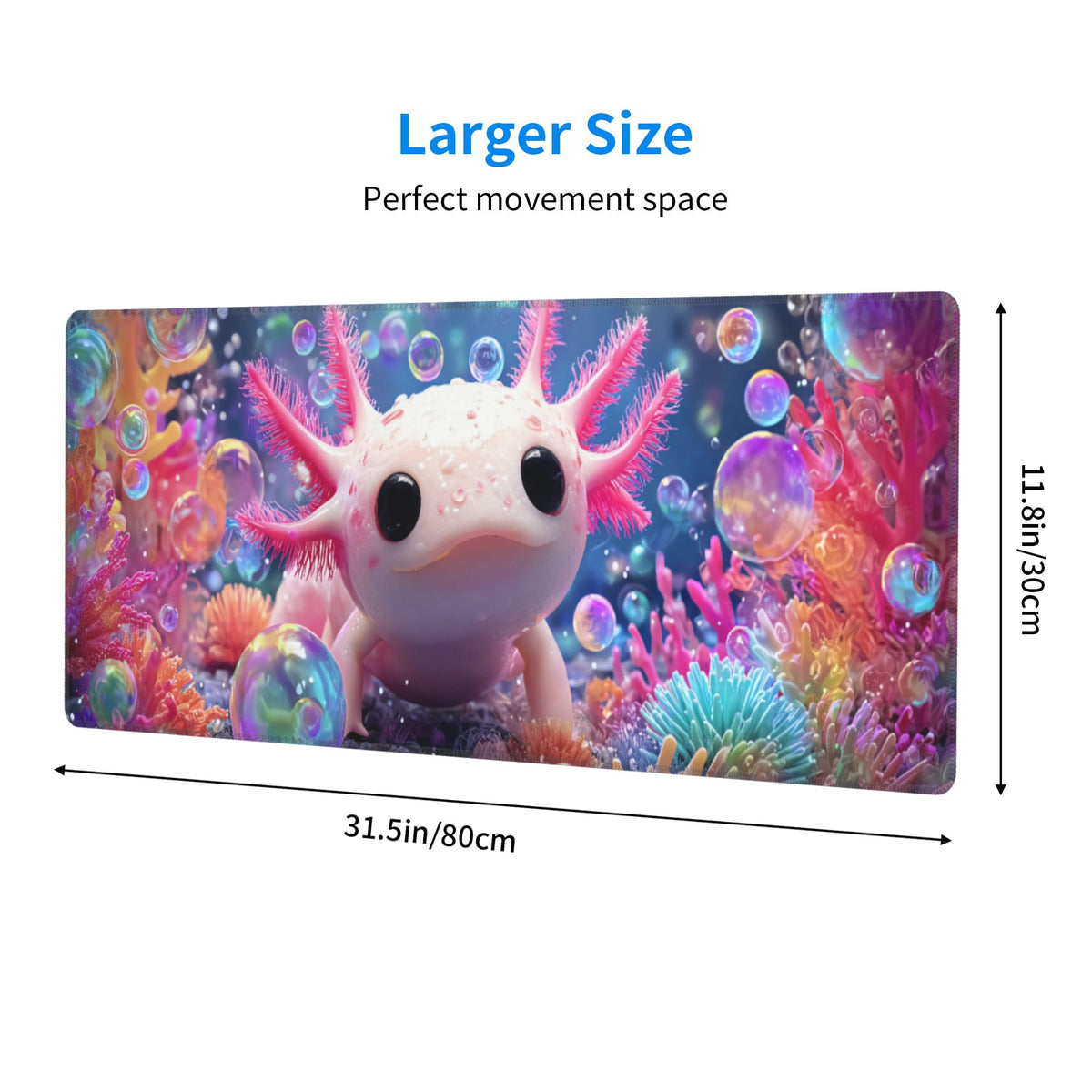 Axolotl Mouse Pad Extended Large Gaming Mouse Pad XL Stitched Edges for Gamer Home Office 31.5 X