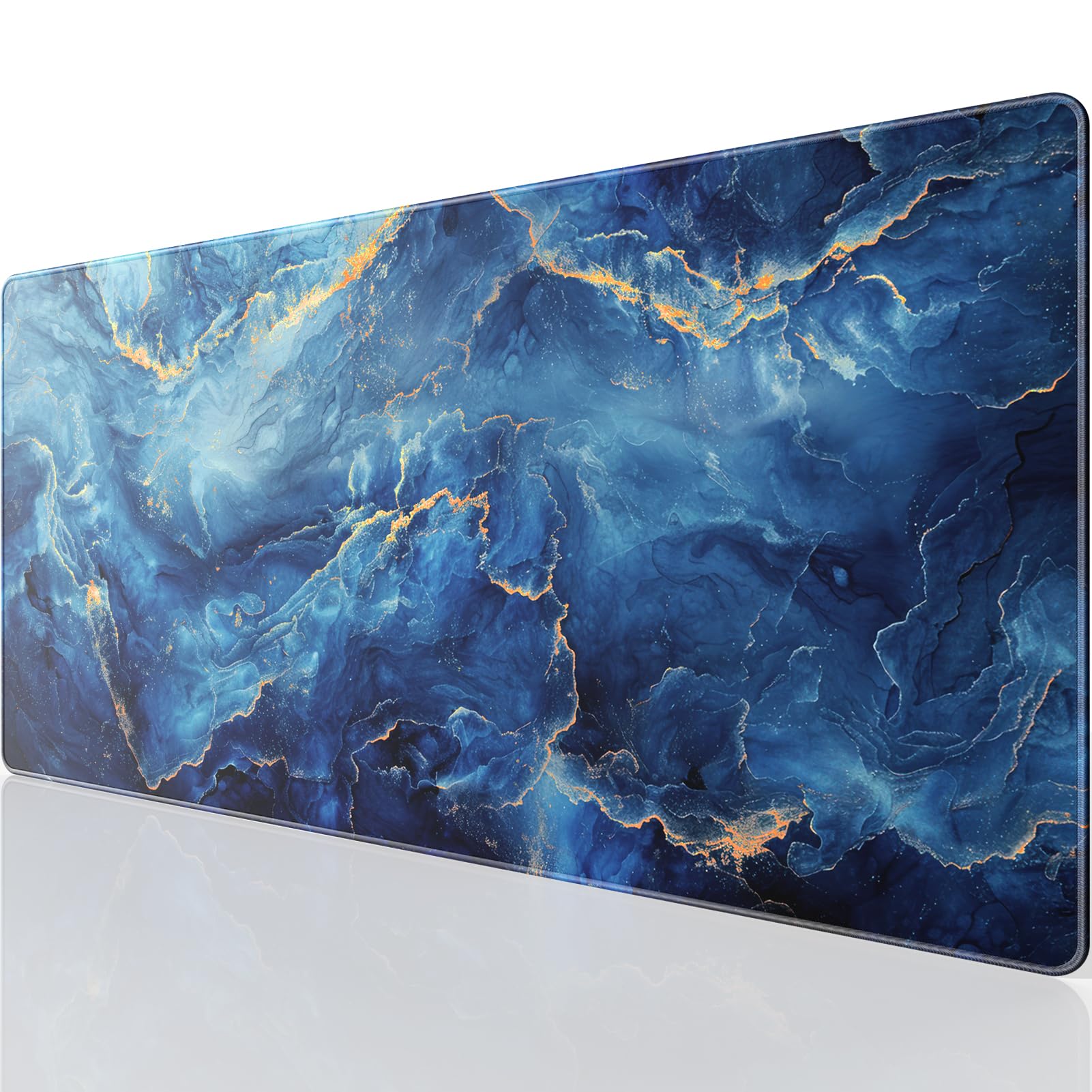 KTRIO Large Gaming Mouse Pad, Desk Mat, 31.5 x 15.7 in, Blue Marble, XXL