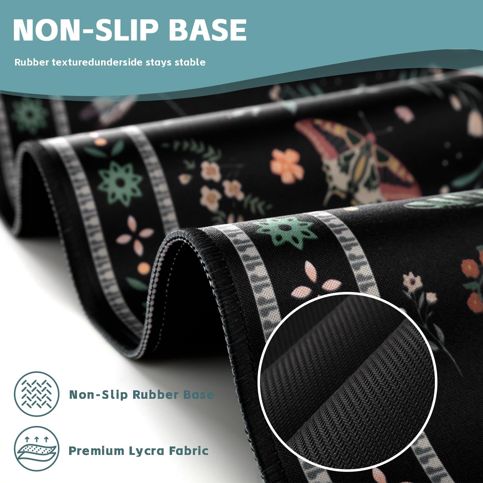 Baziabbo Black Desk Mat,XXL Extended Big Mouse Pad,Gaming Mousepad with Stitched Edge,Non-Slip