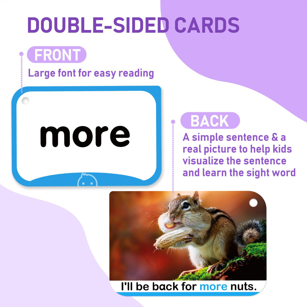 BenBen Sight Words Flash Cards, for Pre-K, Kindergarten, 1st 2nd 3rd Grade