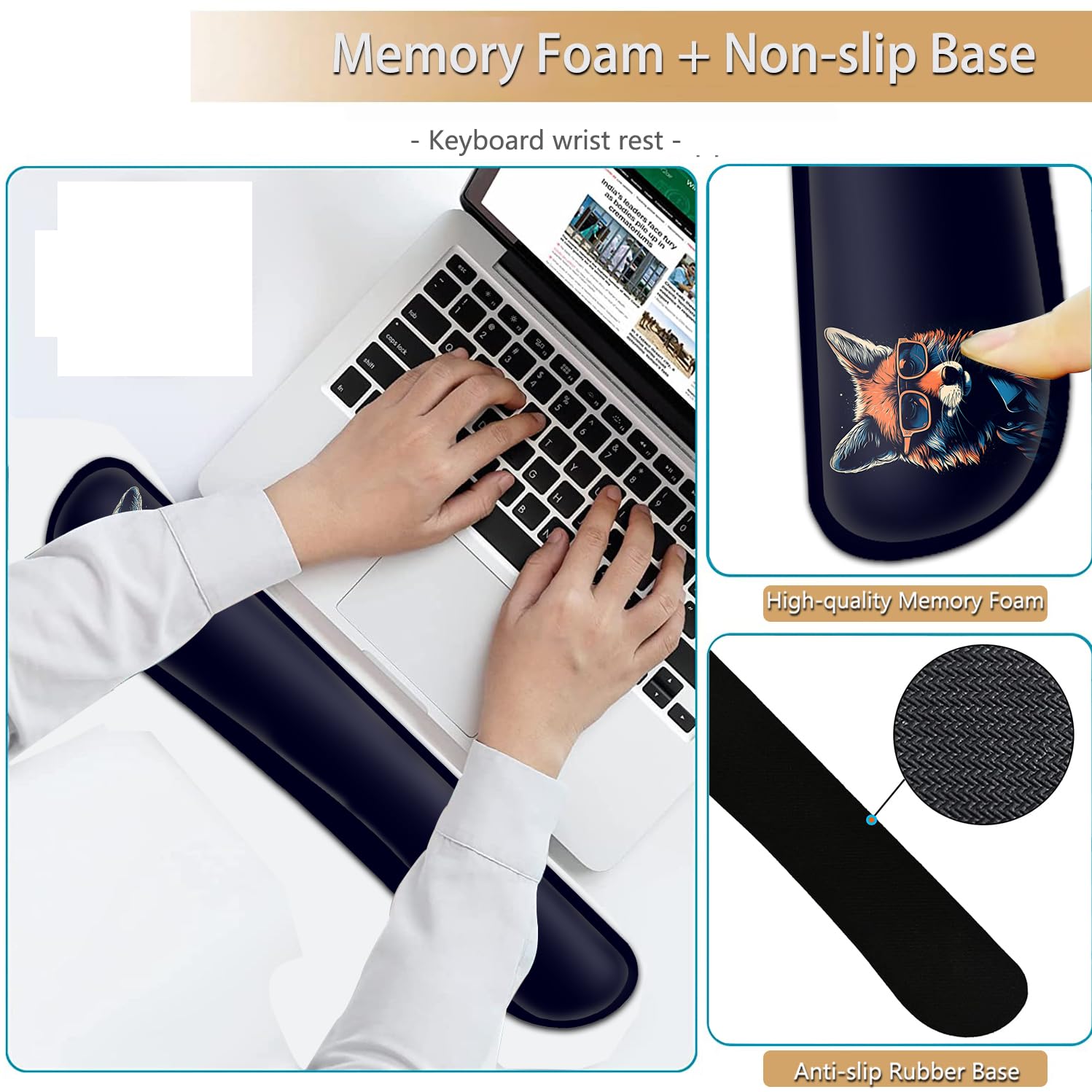 Keyboard Wrist Rest and Mouse Pad Wrist Support Set, Ergonomic Gel Mouse Pad Wrist Rest with