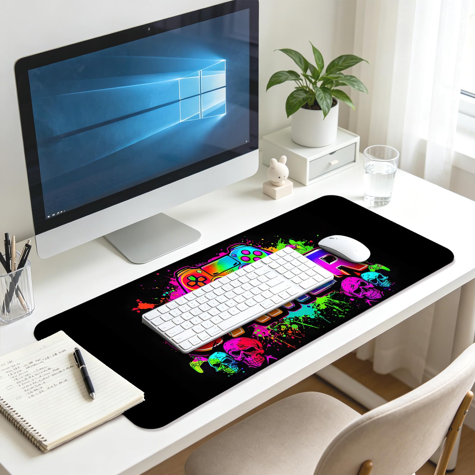 JIANG100 Gaming Desk Mat, XL Extended Mouse Pad, Black