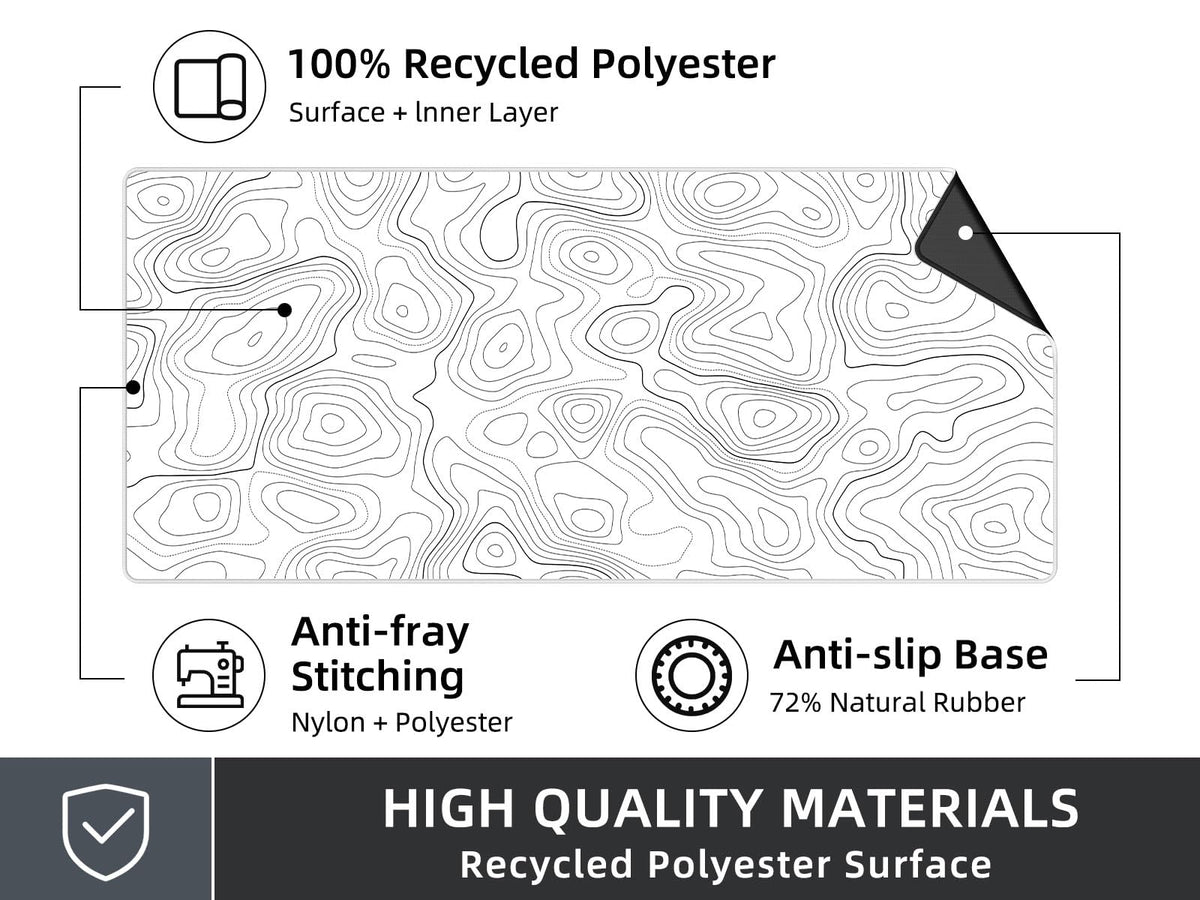 Rinaze Extra Large Gaming Mouse Pad with White Topographic, XXL Mousepad, Big Mouse Mat Desk Pad