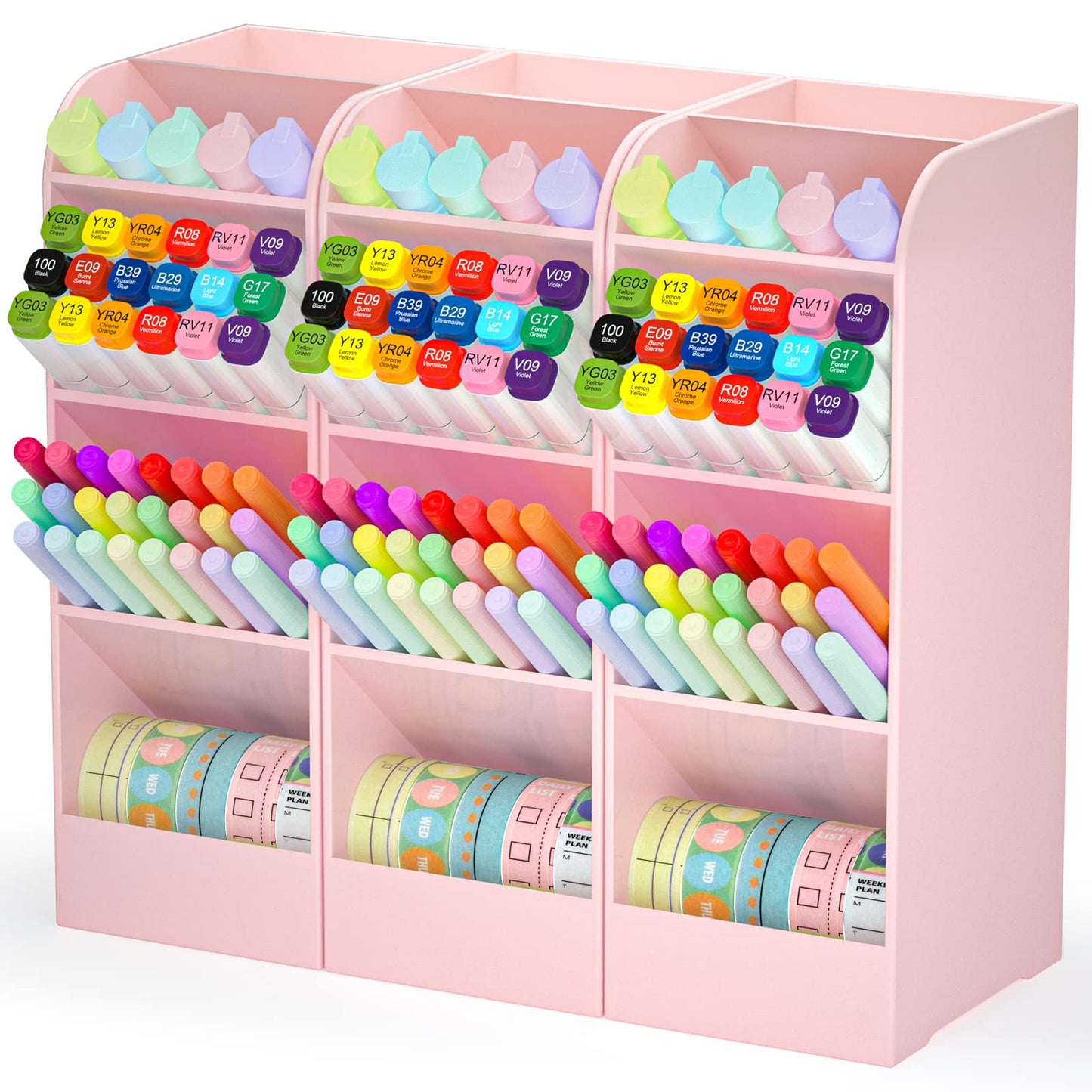 Asten Pen Holder, Pencil Holder for Desk, Pen Organizer (Pink, 3 Pack)