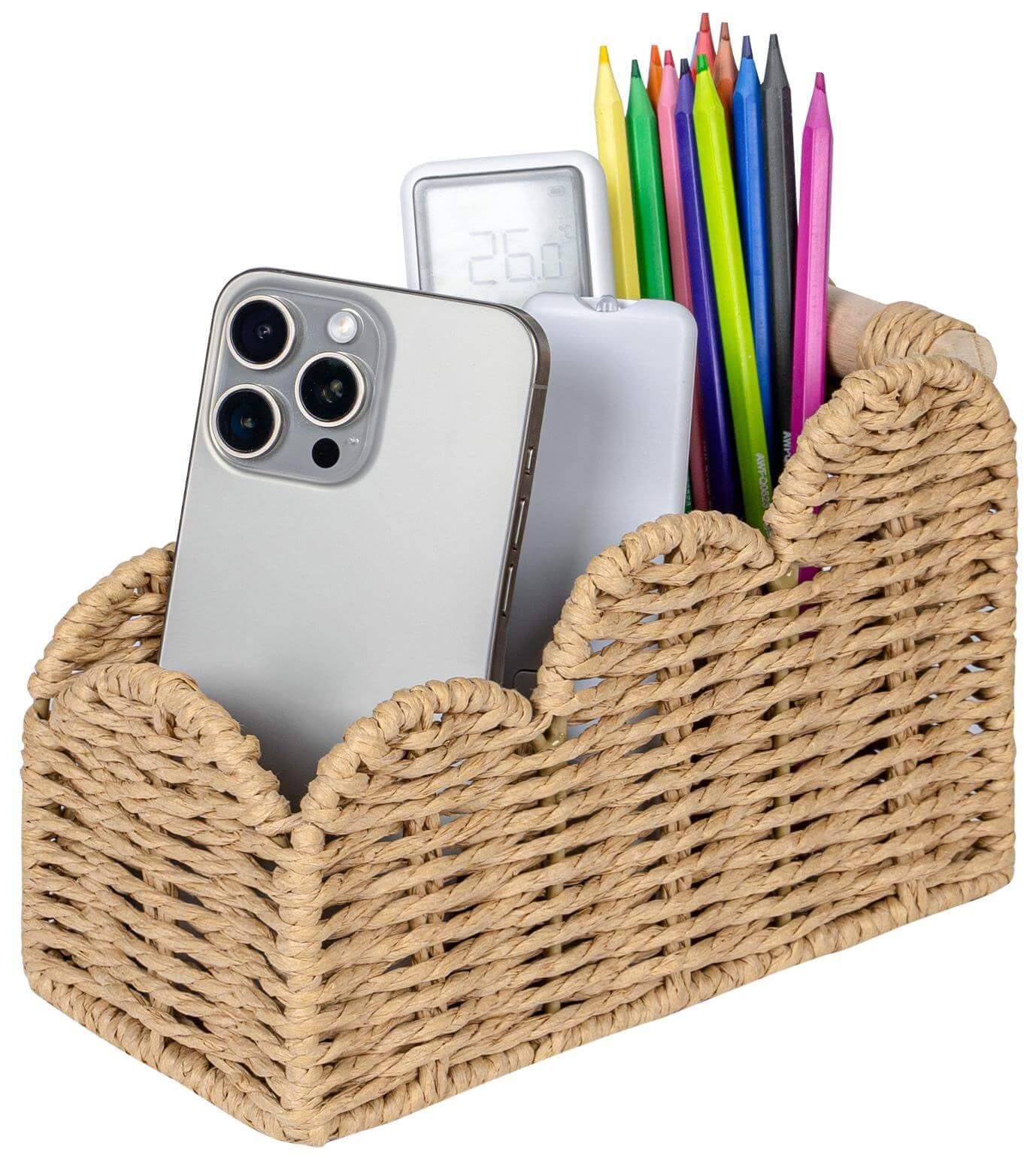 CubesLand Bedside Table Desk Organizer Caddy, Remote Pen&Pencil Holder Cup