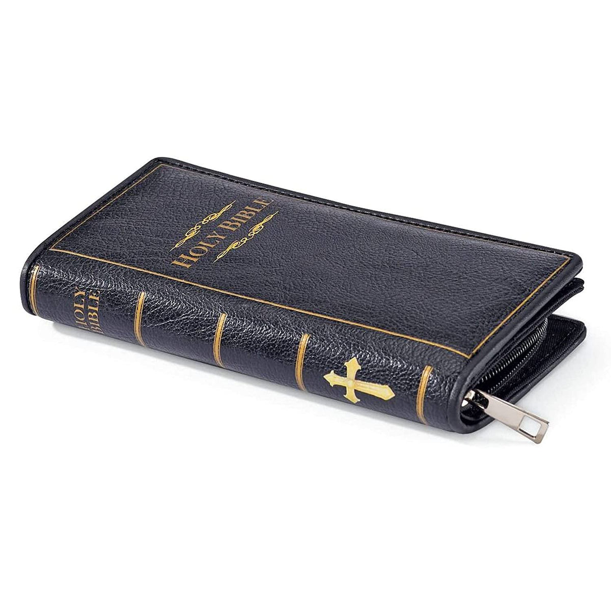 SAGEFINDS Holy Bible Book Wallet | Multi Card and Cash Holder | Magnetic Clasp Closure and Zip