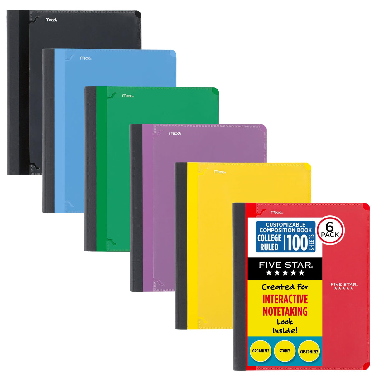 Five Star Interactive Notetaking Composition Book, 1 Subject, College Ruled Paper, 9" x 11", 100
