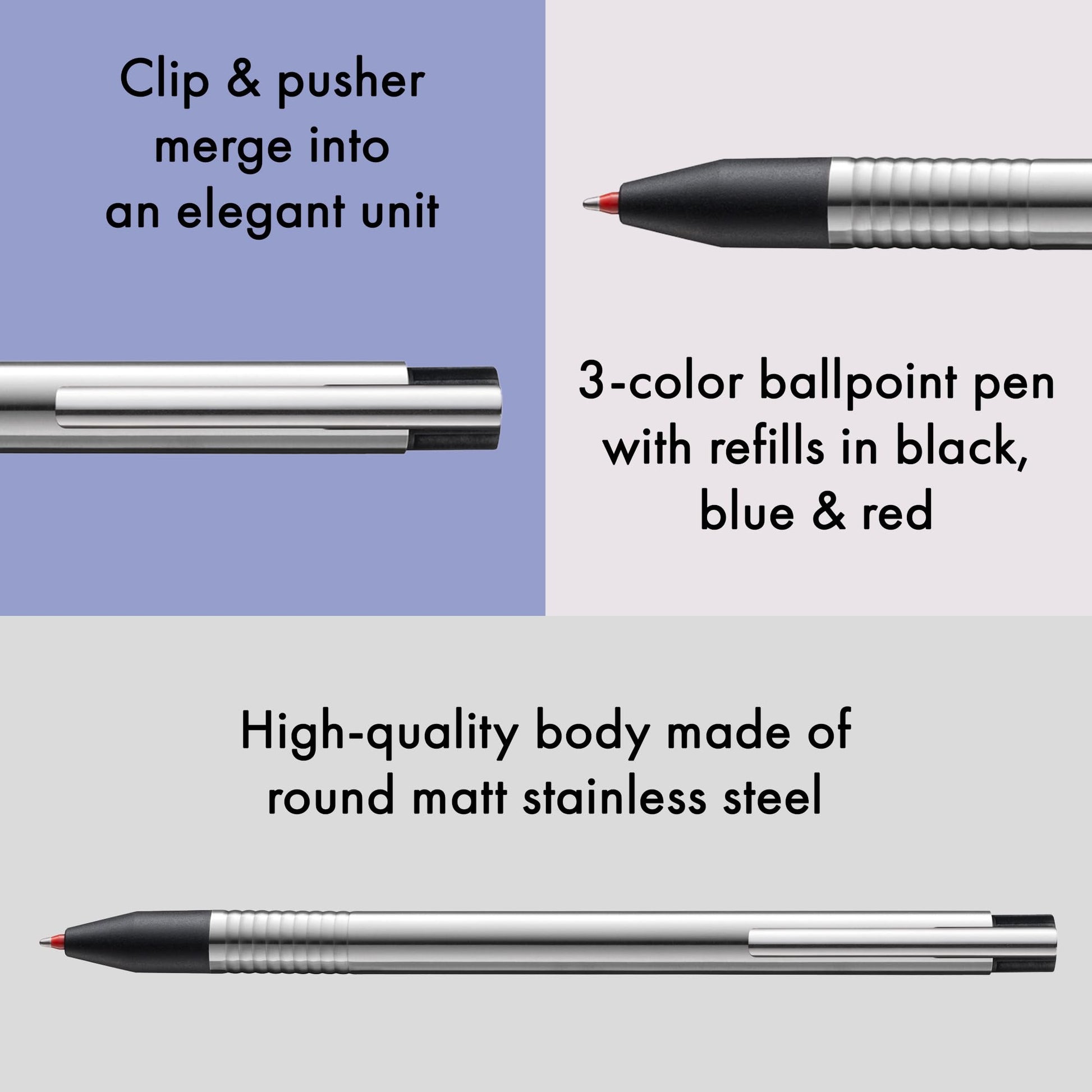 Lamy logo 3-colours - multicoloured ballpoint pen (black, blue, red) with a sight dial mechanism in