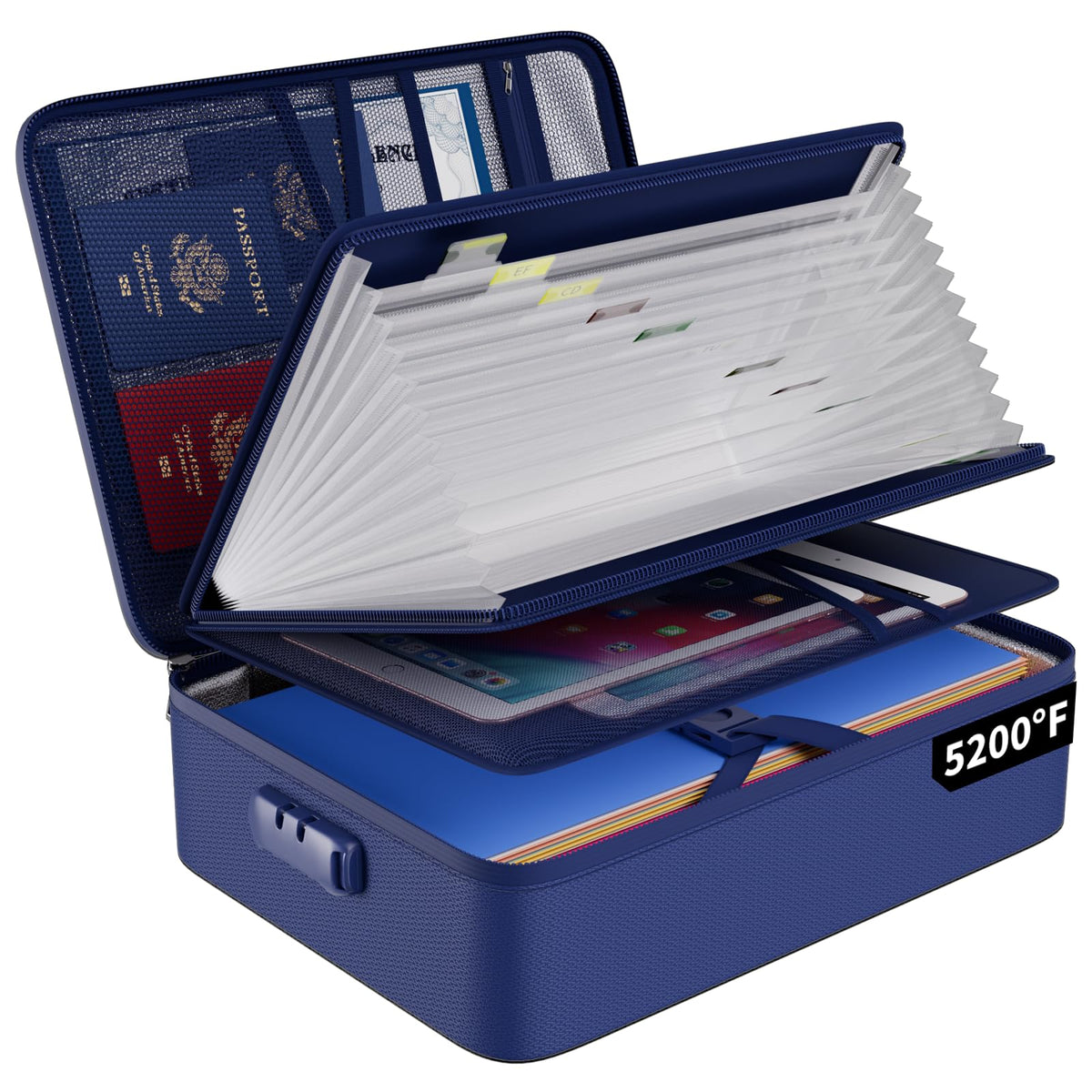 ENGPOW Fireproof Document Organizer Bag with Lock ＆ Accordion File Folder