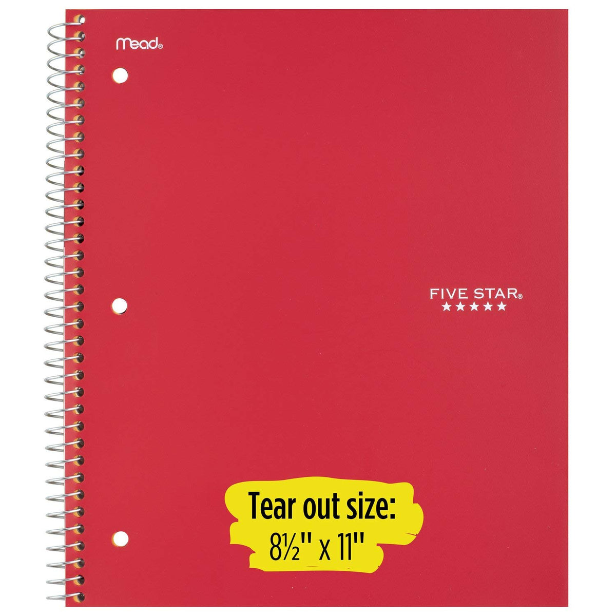 Five Star Spiral Notebooks, 5 Subject, College Ruled Paper, 200 Sheets, 11" x 8-1/2", Teal, Yellow