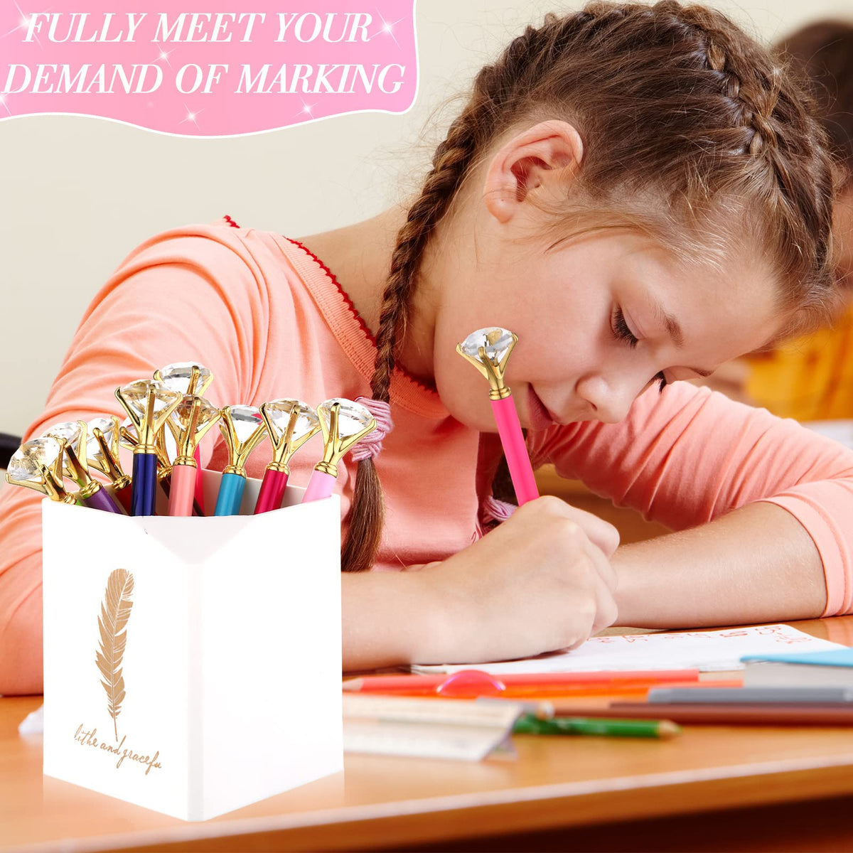 Yahenda 50 Pcs Christmas Gifts Diamond Pens Bridal Shower Ballpoint Pen Bulk Black Ink Bling