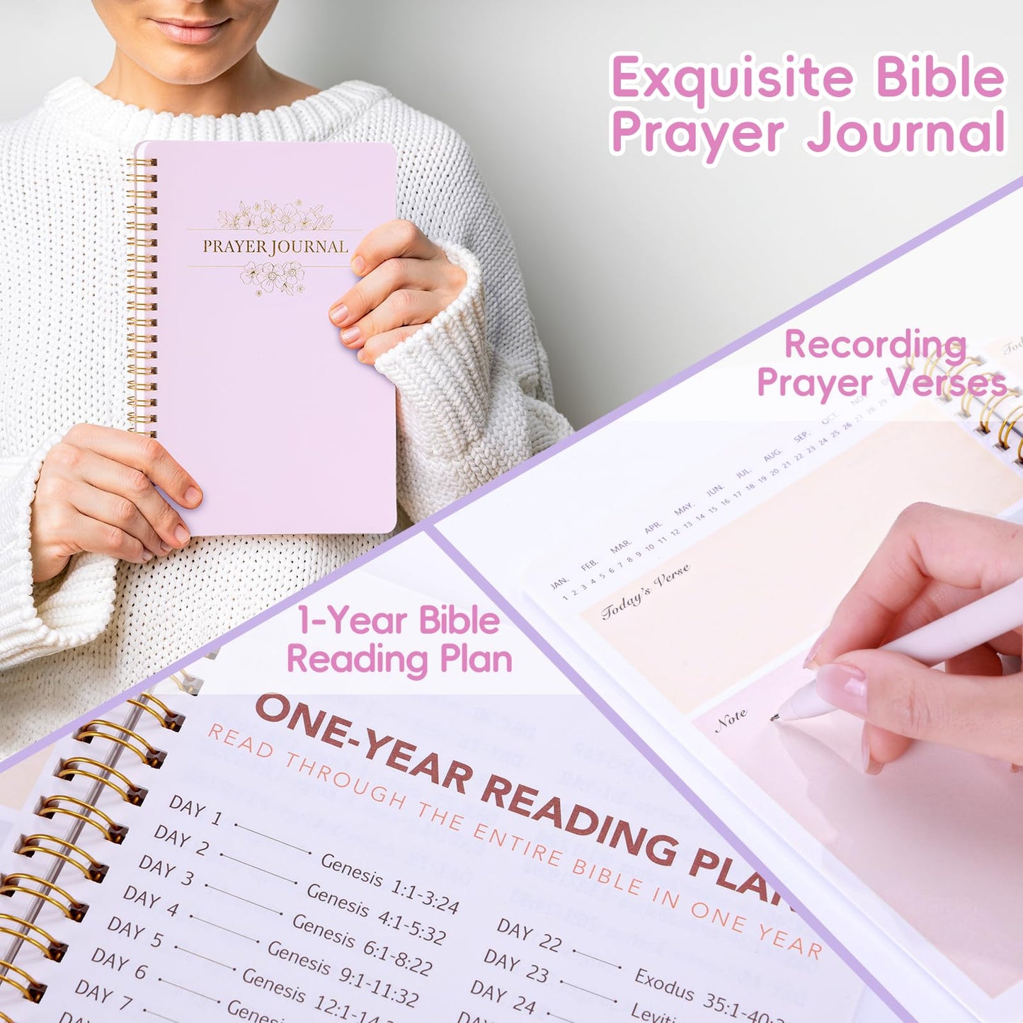 XKDOUS 40 Bible Study Kit, Journaling Supplies for Women with Case, Pink