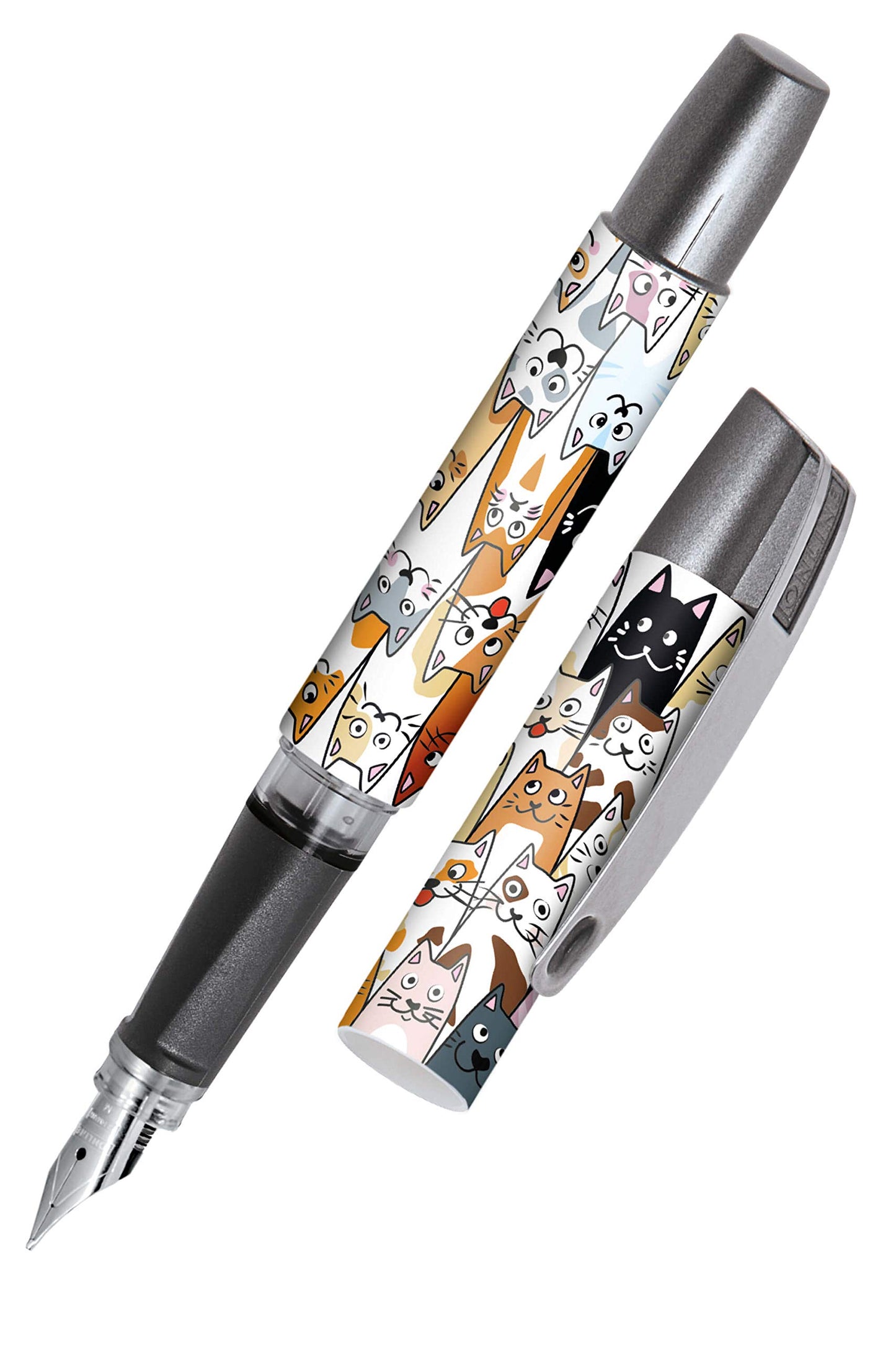 Online Ergonomic fountain pen for school/college Campus Fluffy Cats - solid medium nib, soft grip