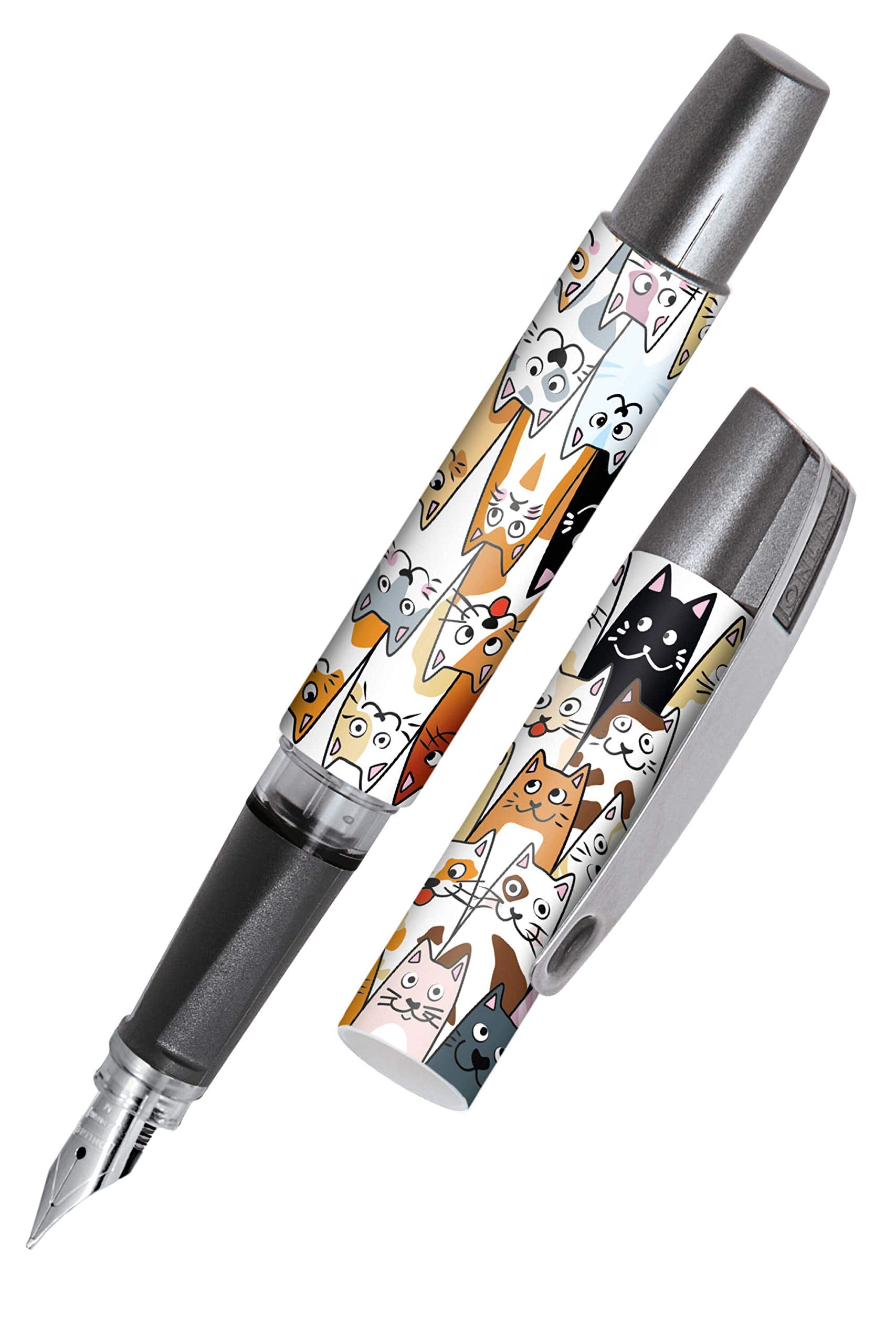 Online Ergonomic fountain pen for school/college Campus Fluffy Cats - solid medium nib, soft grip