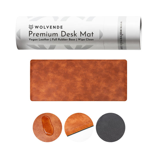 Wolvende Premium Distressed Faux Vegan Leather Desk Mat | Multifunctional Desk Pad for Home Office
