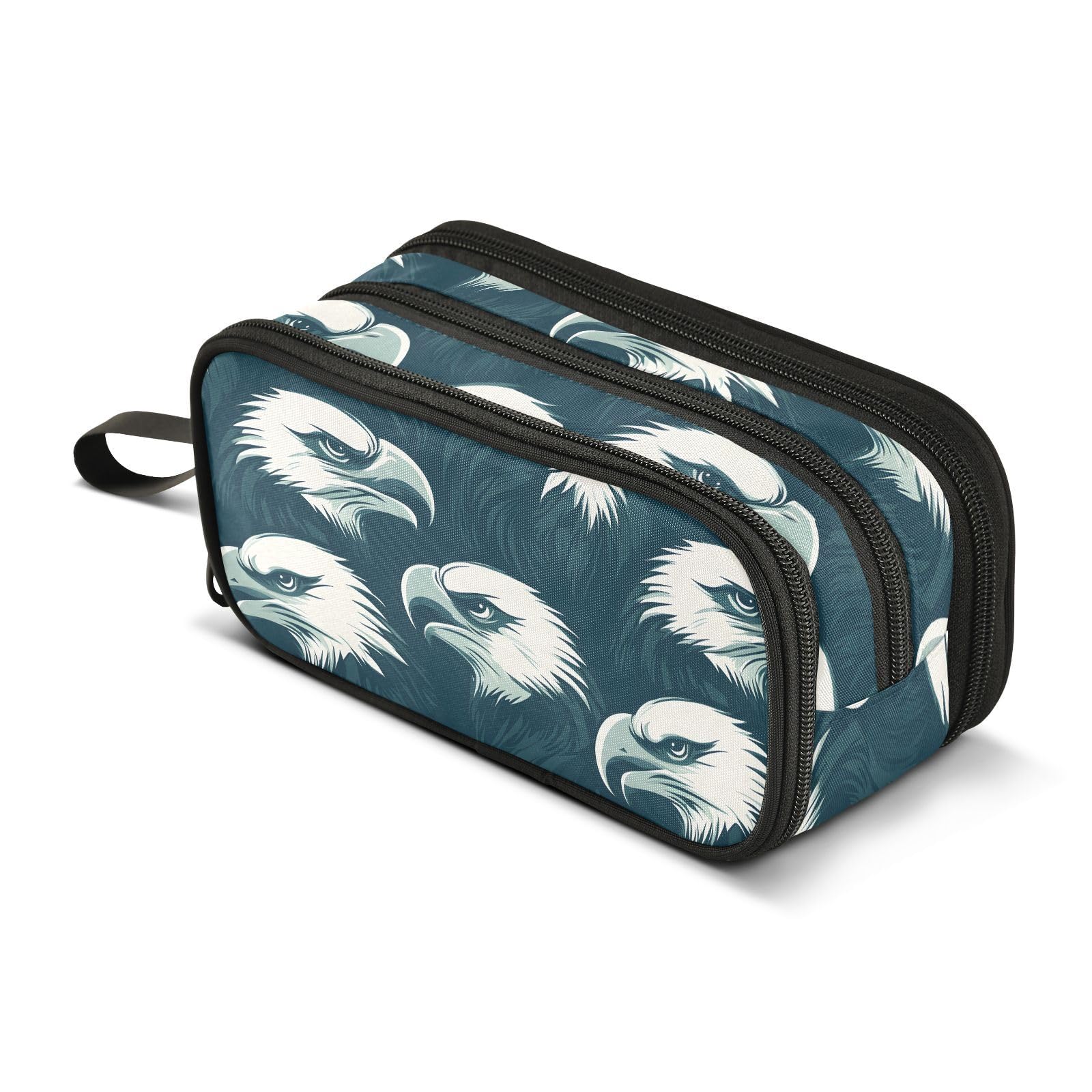 BOENLE Eagles Head Pencil Case Box Boys Girls Large Pencil Pouch Zipper Compartments Big Capacity