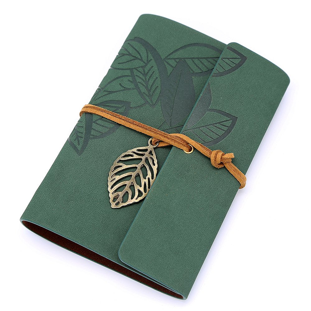 EvZ 5 Inch Mini Vintage Leather Journal, Pocket Size Refillable Loose Leaf Notebook, Retro Dark