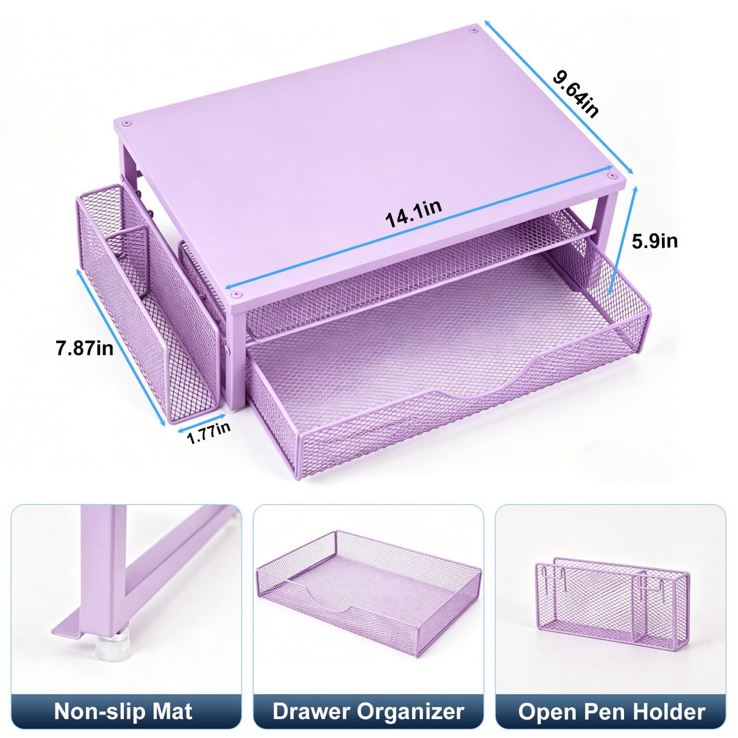 Spacrea Desk Organizers and Accessories, Printer Stand with Storage, Purple