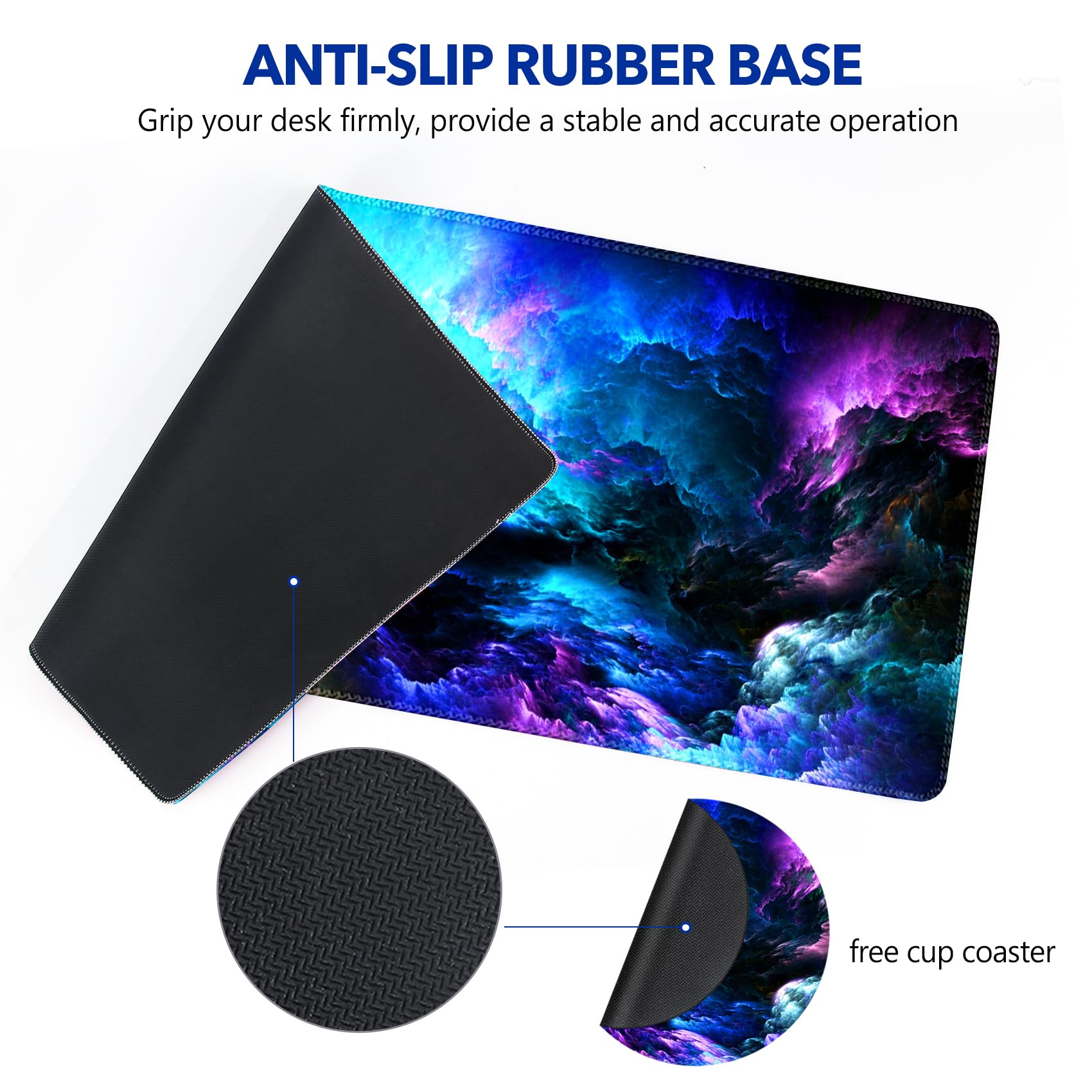 AIMSA Extended Gaming Mouse Pad Desk Mat, Large Mousepad with Stitched Edges (35x15.7 in), Keyboard