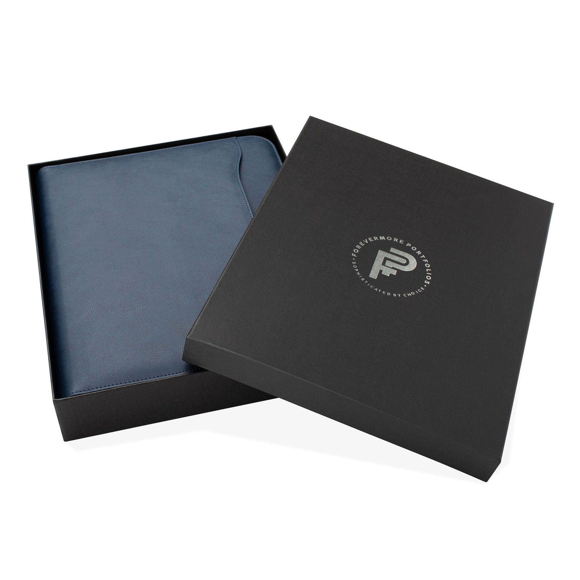 Forevermore Portfolio Binder, 1.5" Permanent 3-Ring, Vegan Leather, Blue