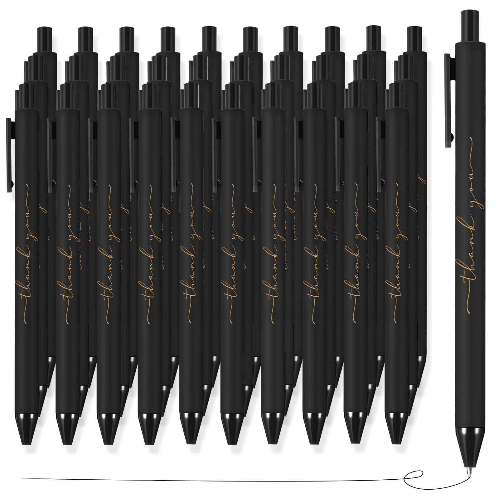 Dispowreath 50 Pcs Thank You Pen Bulk Cute Server Ballpoint, Black
