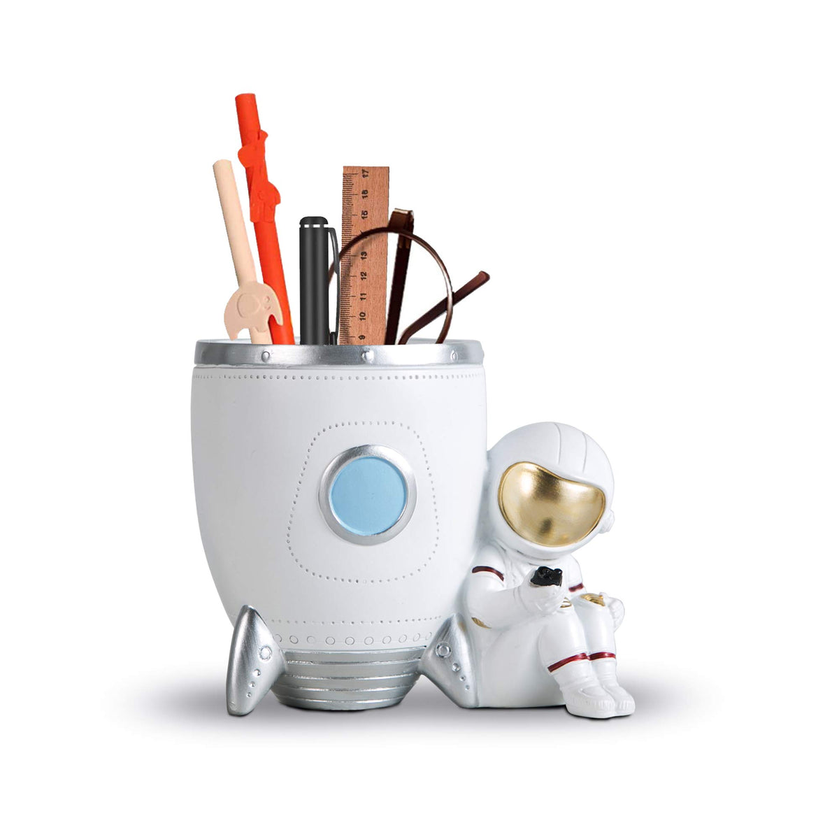 Kimdio Pen Holder, Astronaut Stand for Desk Pencil Holder, Resin Desk Organizer Decorative