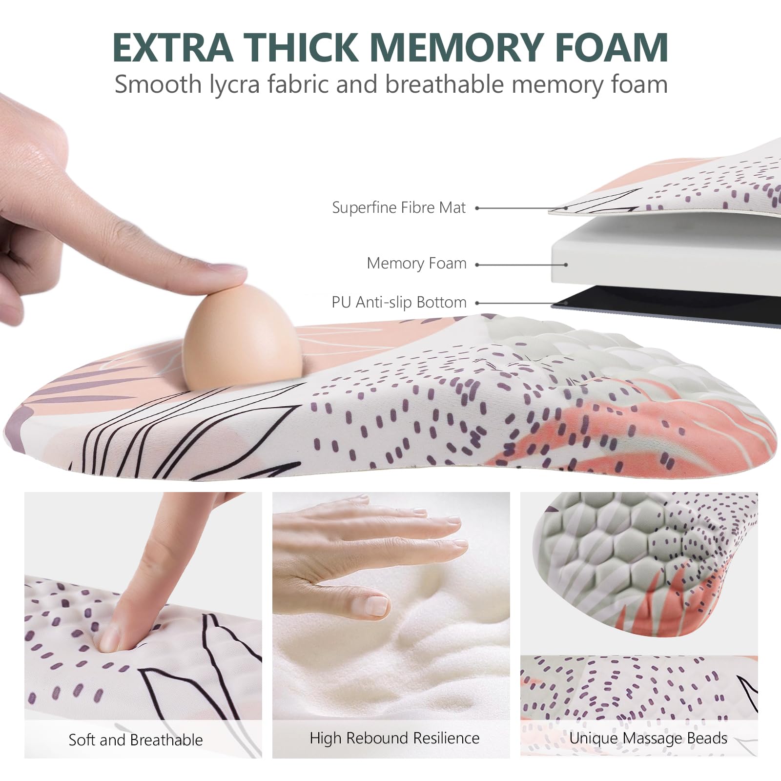 Laokiiy Ergonomic Mouse Pad & Keyboard Wrist Rest Set, Memory Foam