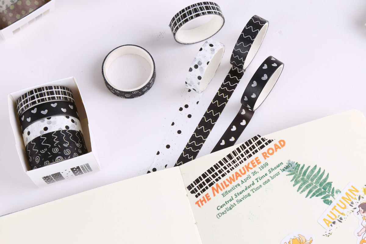 YUBX Basic Washi Tape Set 30 Rolls Plants Patterns Decorative Skinny Slim Masking Tapes for Arts