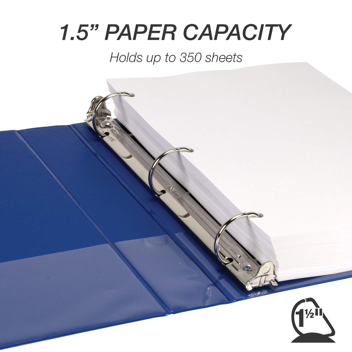 Samsill Durable 1.5 inch 3 Ring Binder, D Ring Binder, 100% Recycled Chipboard, Blue, 4 Pack