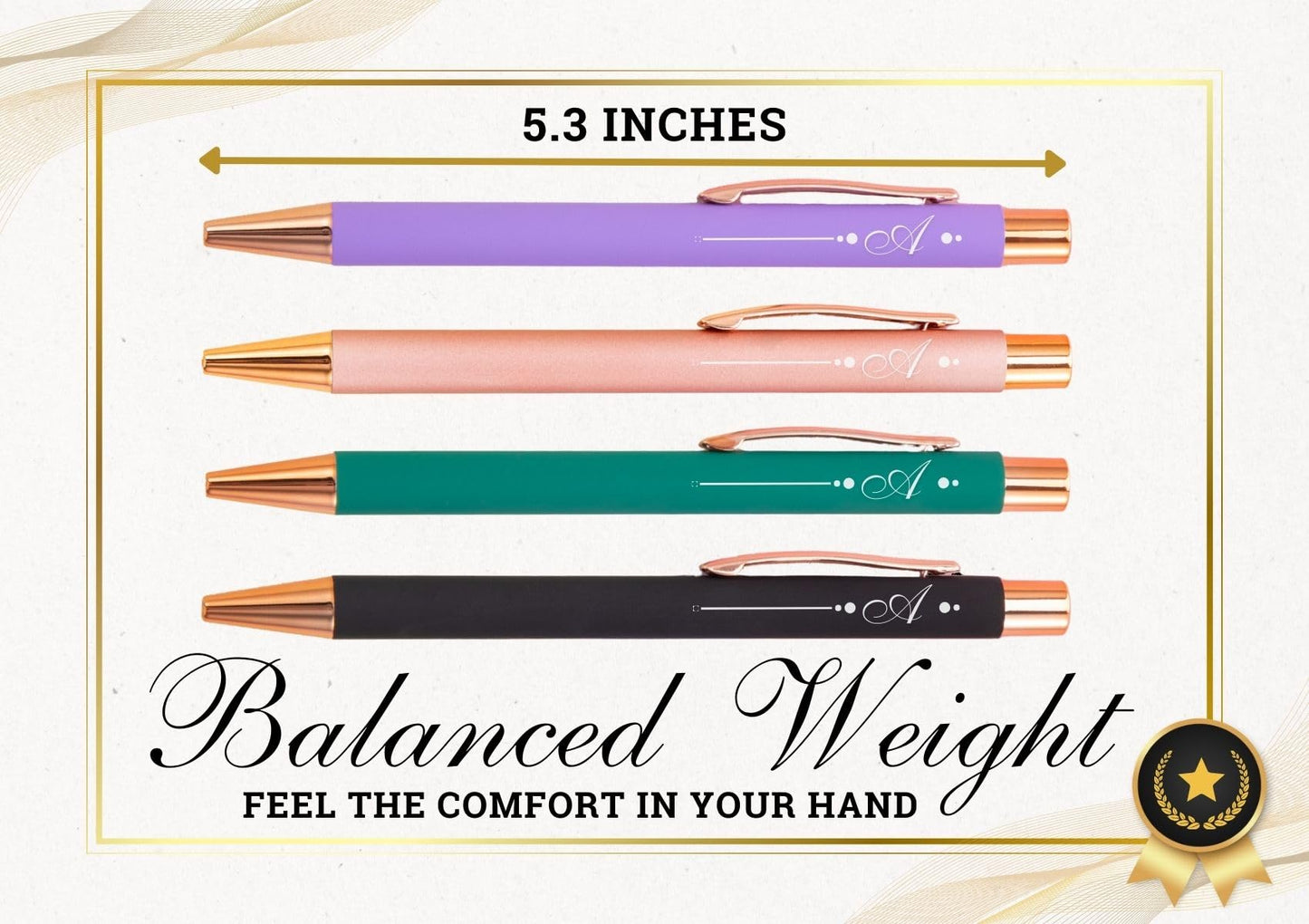 InnoBeta Monogrammed Gifts Ballpoint Pen Set of 4, Initial Letter Gifts for Housewarming, Birthday