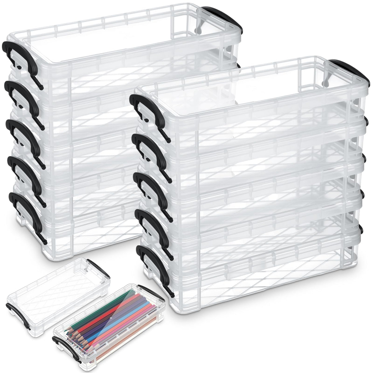 Gueevin 12 Pcs Pencil Box Clear Plastic Pencil Case, Grey