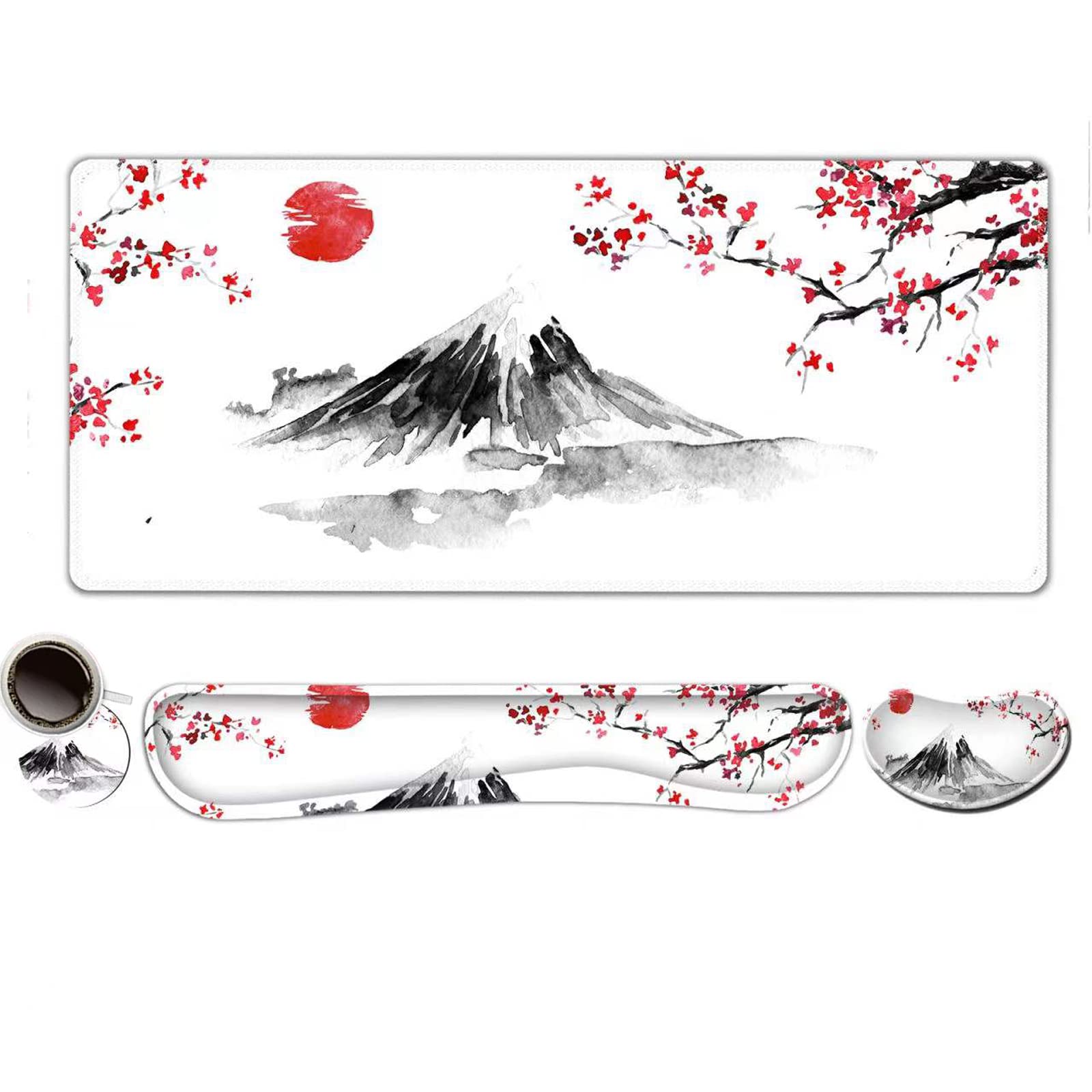 ToLuLu Extended Gaming Mouse Pad, Memory Foam Ergonomic Keyboard Mouse Wrist Rest Support Set