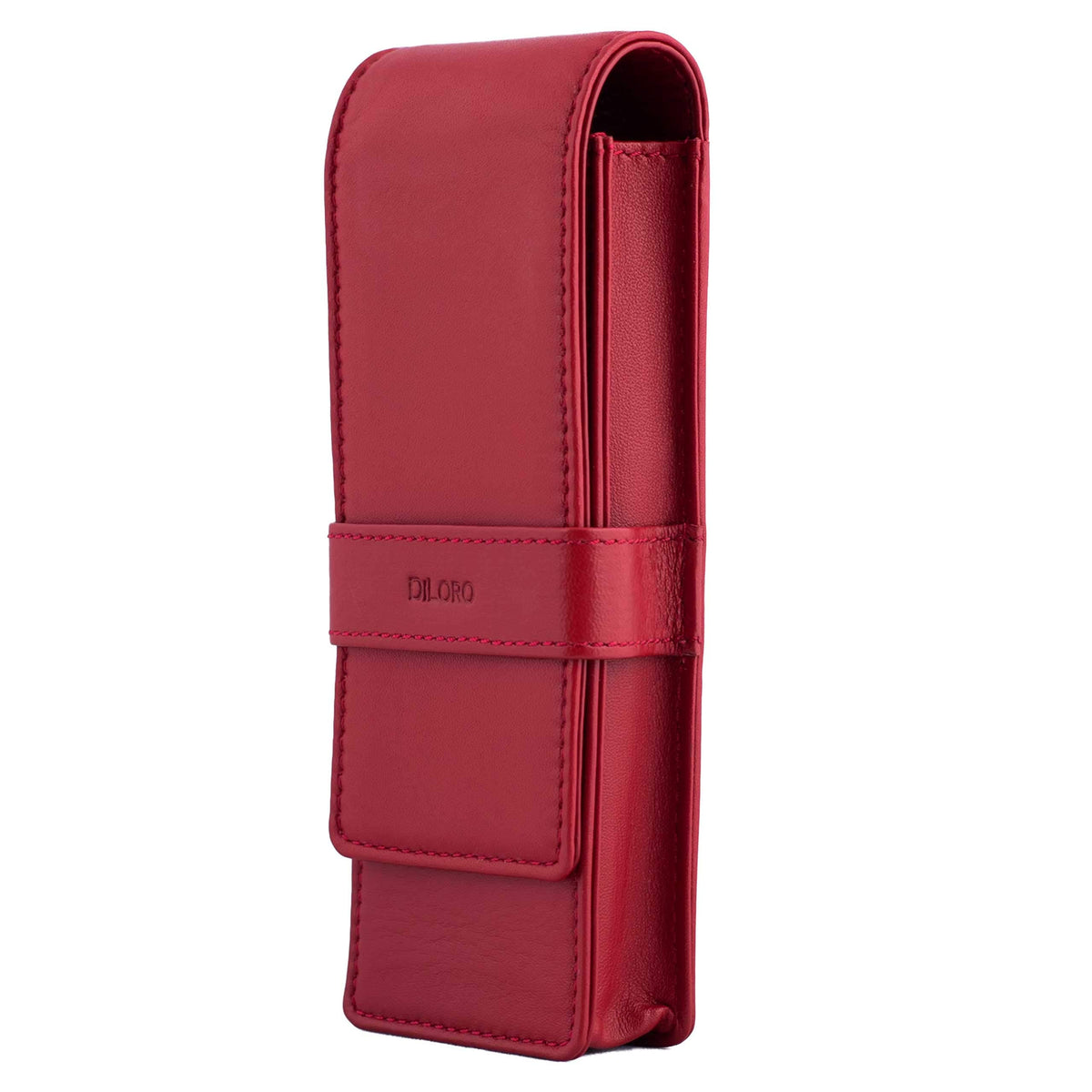 DiLoro Leather Triple Pen Case Pencil Pouch Holder for Three Fountain Ballpoint Rollerball Pens and