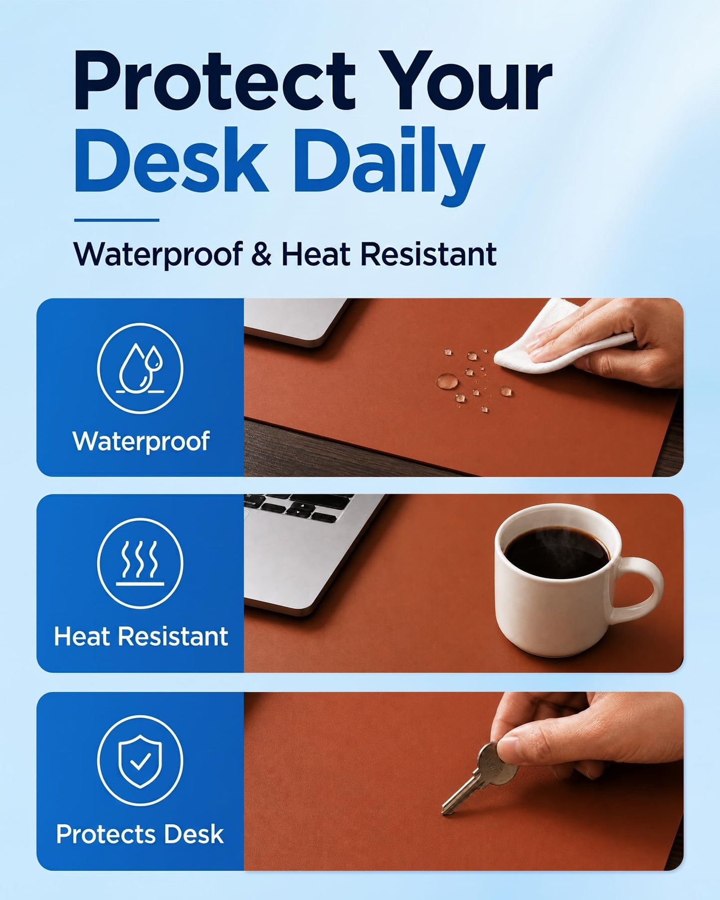 Aothia Dual-Sided Desk Mat - Leather & Cork Desk Protector, Large Mouse Pad & Writing Pad for