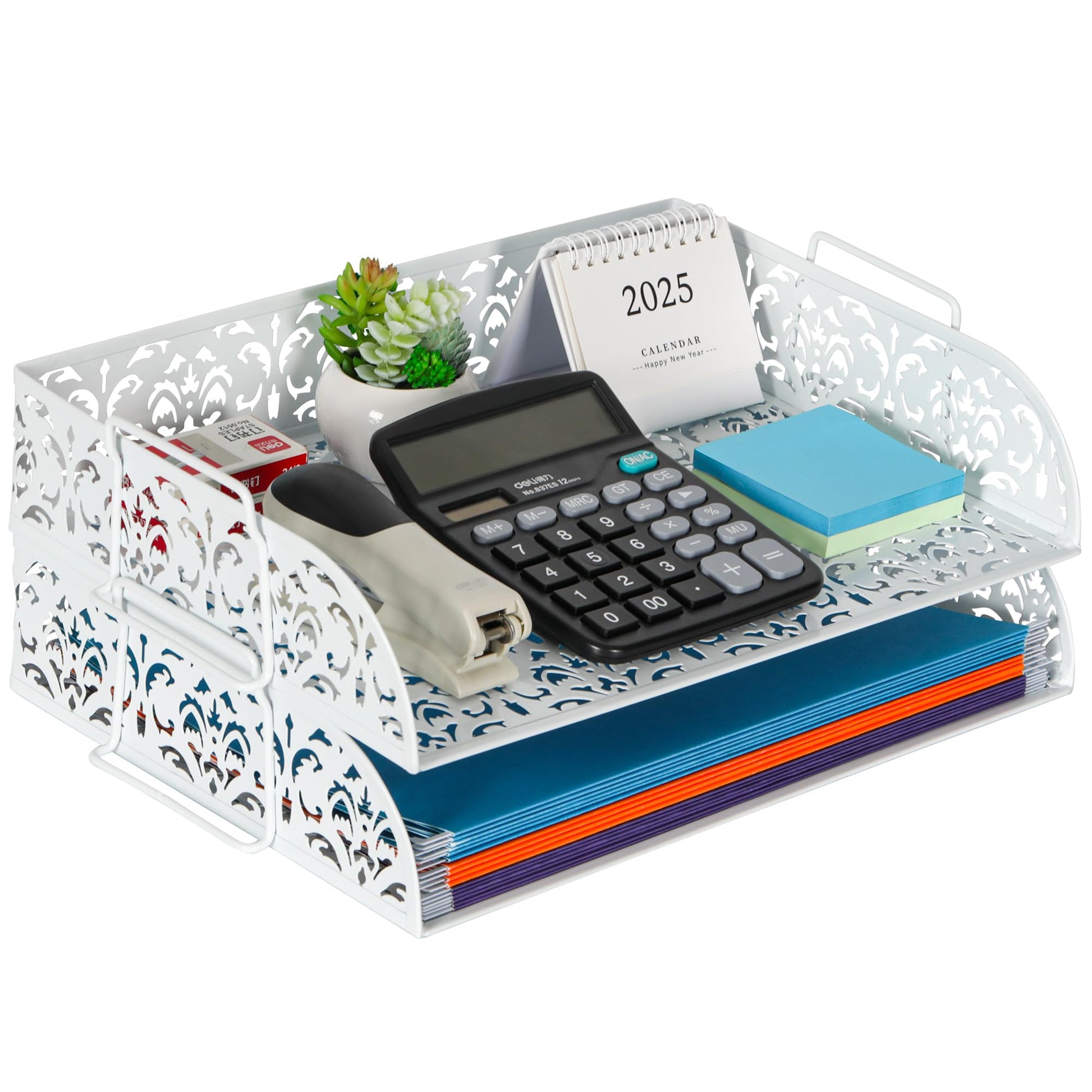 EasyPAG Paper Organizer for Desk 2 Tier Stackable Paper Tray for A4 Legal Size Folders Metal File