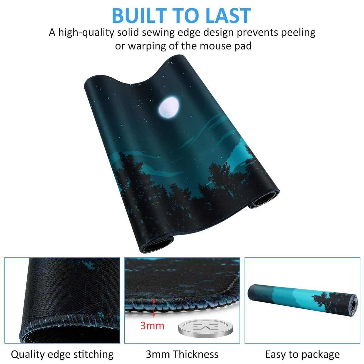 iCasso Extended Gaming Mouse Pad 35.4x15.7in Desk Pad,Silent Night