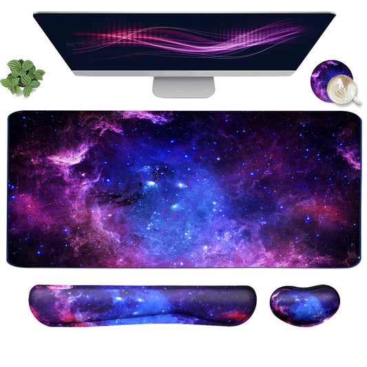 Large Mouse Pad and Keyboard Wrist Rest, Desk Pad for Keyboard and Mouse, 4-in-1 Large Gaming Mouse