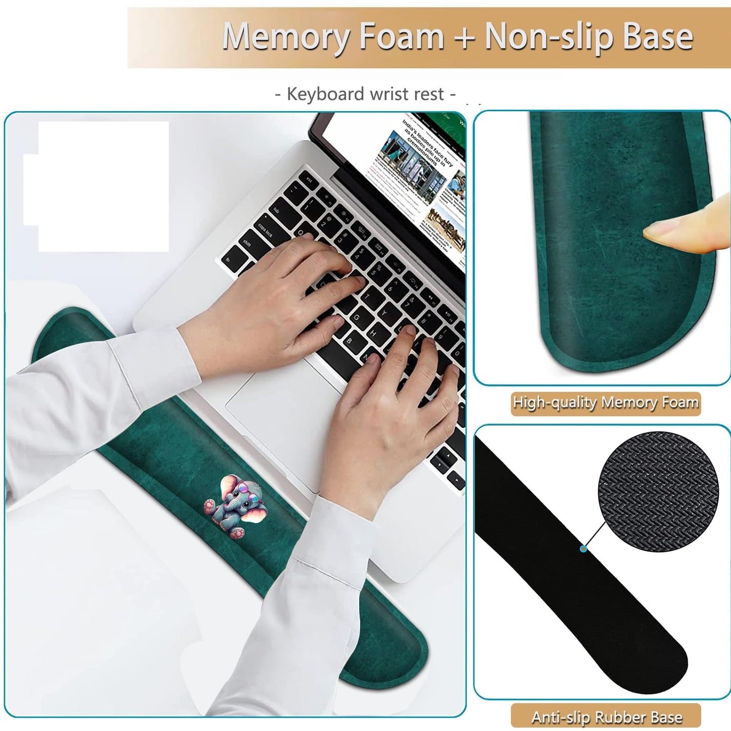 Keyboard Wrist Rest and Mouse Pad Wrist Support Set, Ergonomic Gel Mouse Pad Wrist Rest with