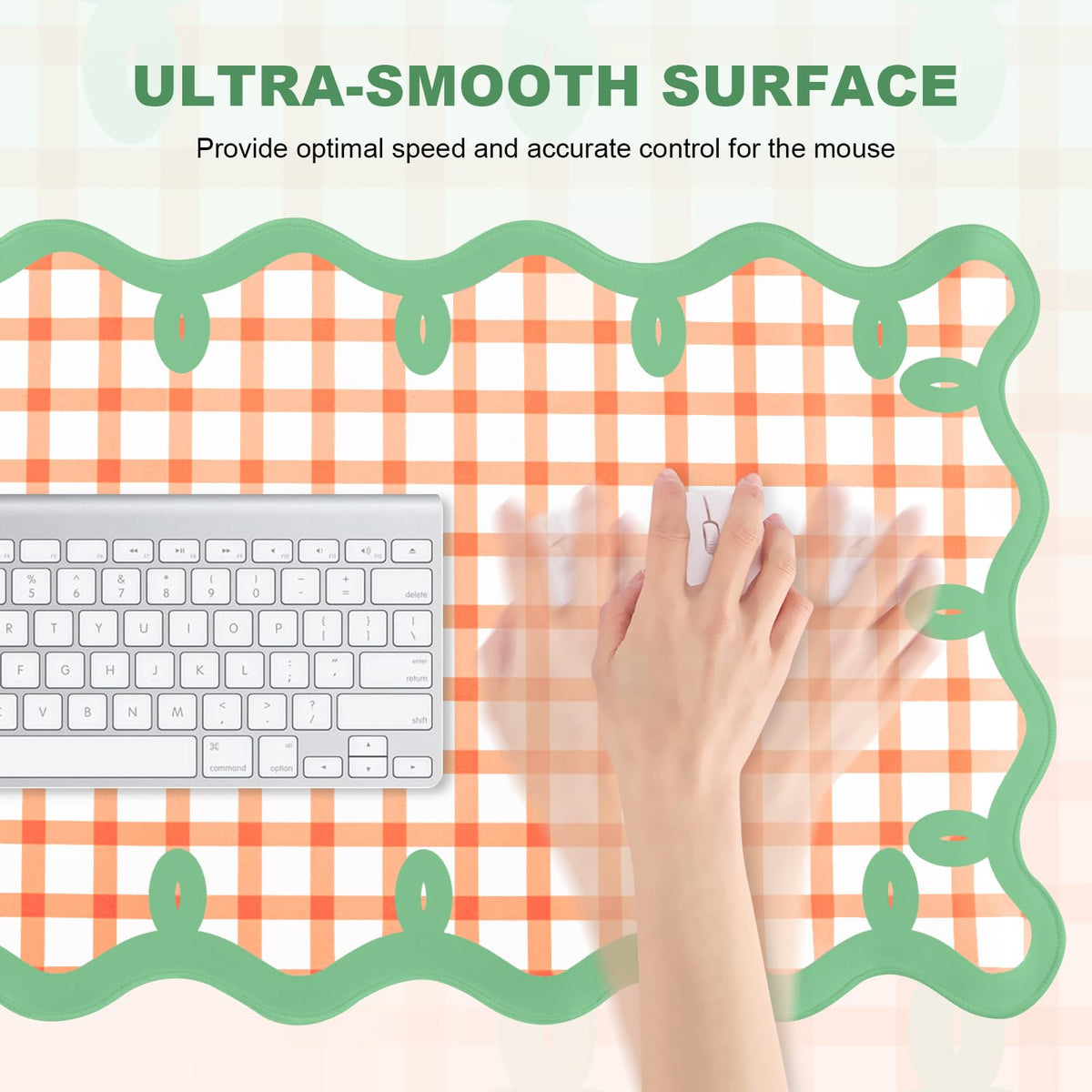 ARTSO Orange Green Desk Mats, XXL Large Checkered Mouse Pad, Computer Desk Matt for Desktop