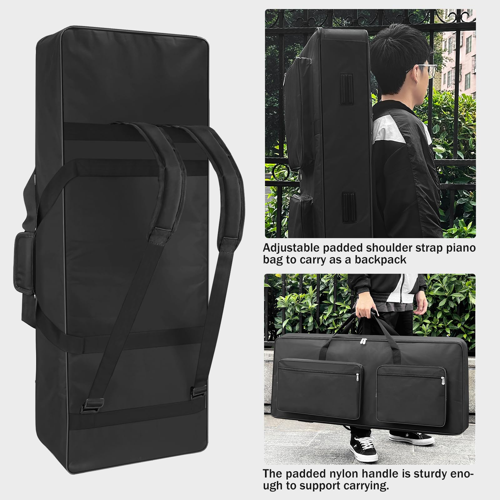 XIDIHF 61 Key Piano Keyboard Case Bag 40.6''x6.1''x17'',Portable Padded Keyboard Gig Bag with