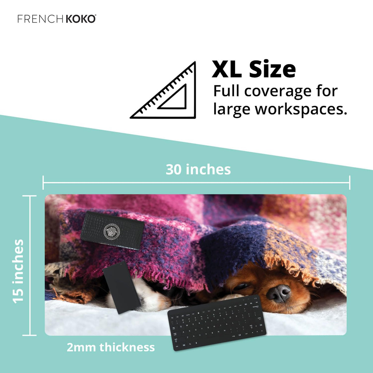 French KOKO Large Mouse Pad, Desk Mat, Keyboard Pad, Desktop Home Office School Essentials College