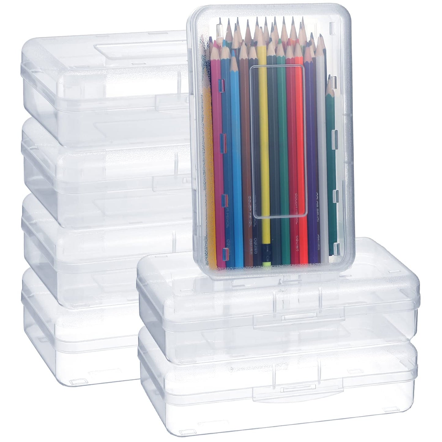Leelosp 12 Pack Pencil Boxes Bulk, Large Plastic Case,Clear