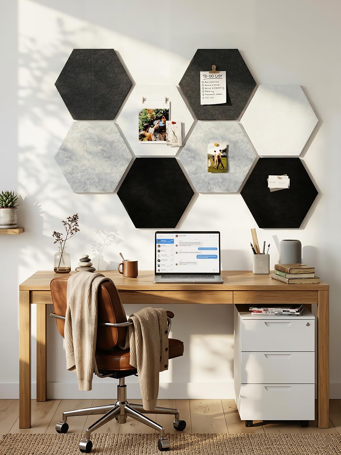 Uoisaiko 8-Pack Hexagon Felt Bulletin Board Tiles, Cork Board Alternative