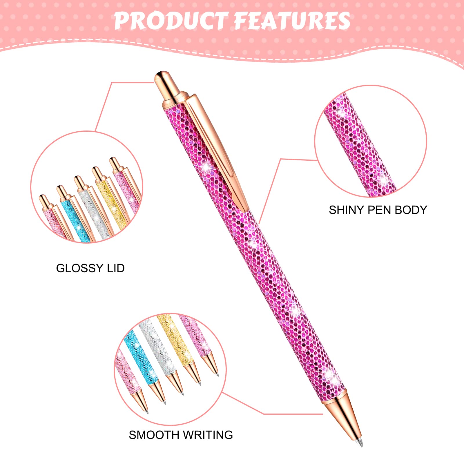 Epakh 11 Pcs Fancy Pens for Women Glitter Sparkly Pretty Pen, Scale Style