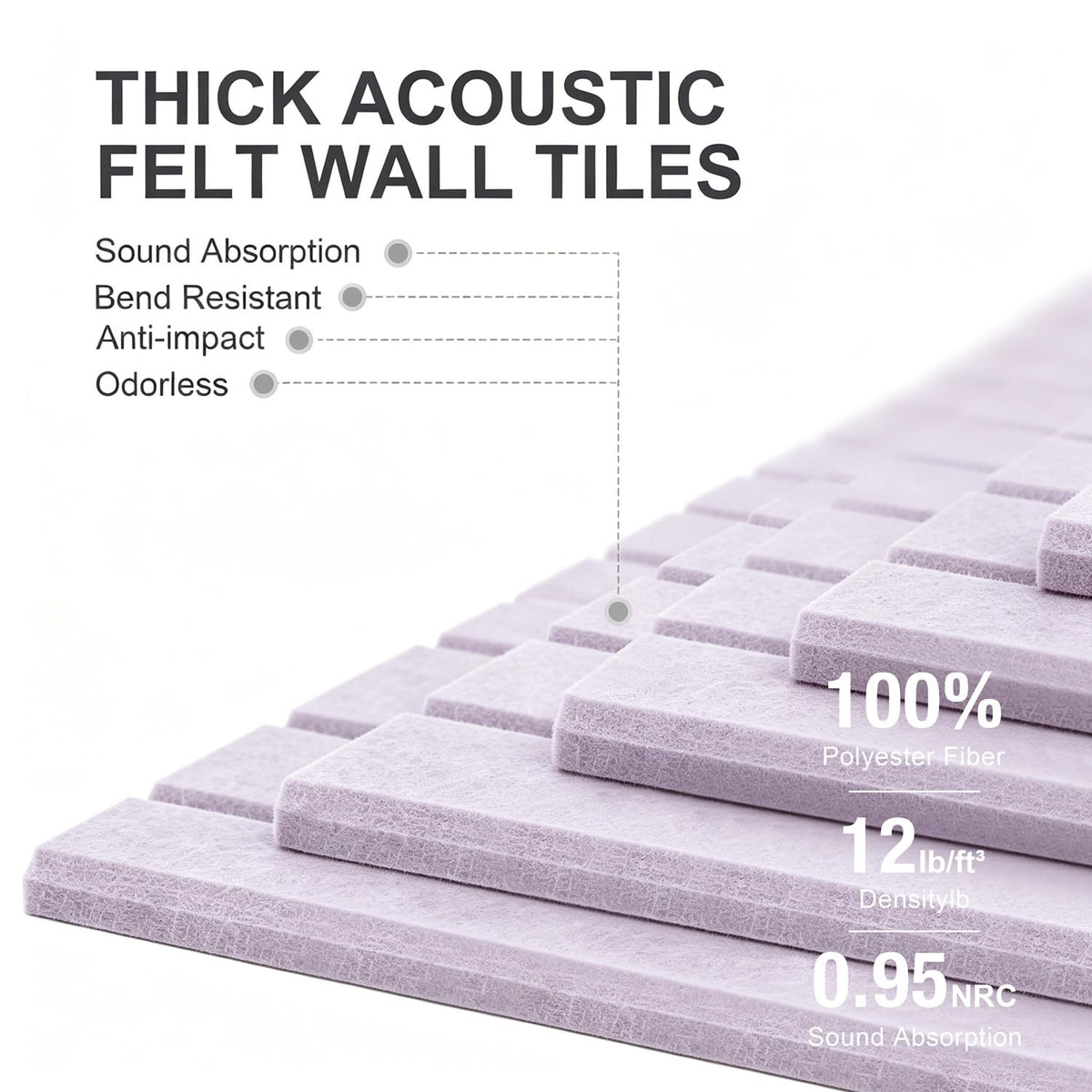 G Gamit 0.47" Thick Felt Pin Board 36"x24" Large Cork Board Alternative 6 Pack 11.81"x11.81"Felt
