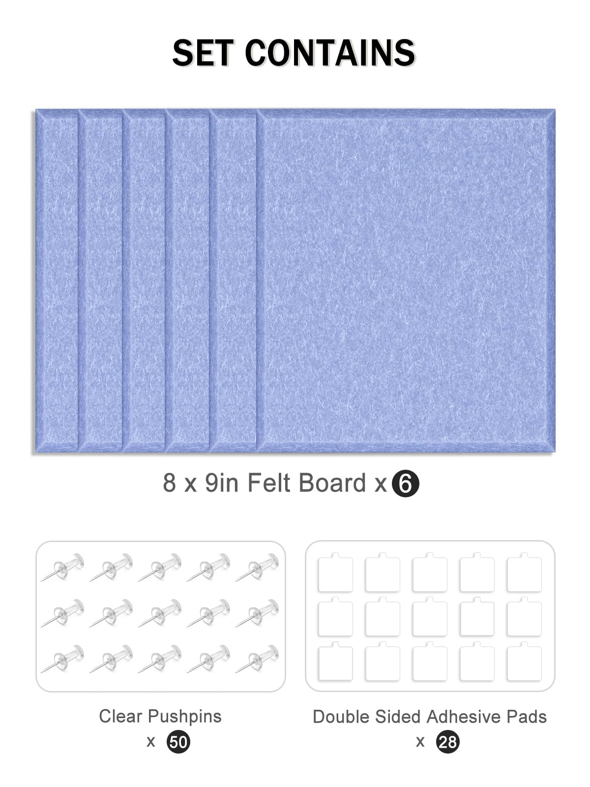 Hsurbtra Cork Board for Wall 24 x 18 Inch, 6 Pack Felt Bulletin Notice Board with Pushpins for