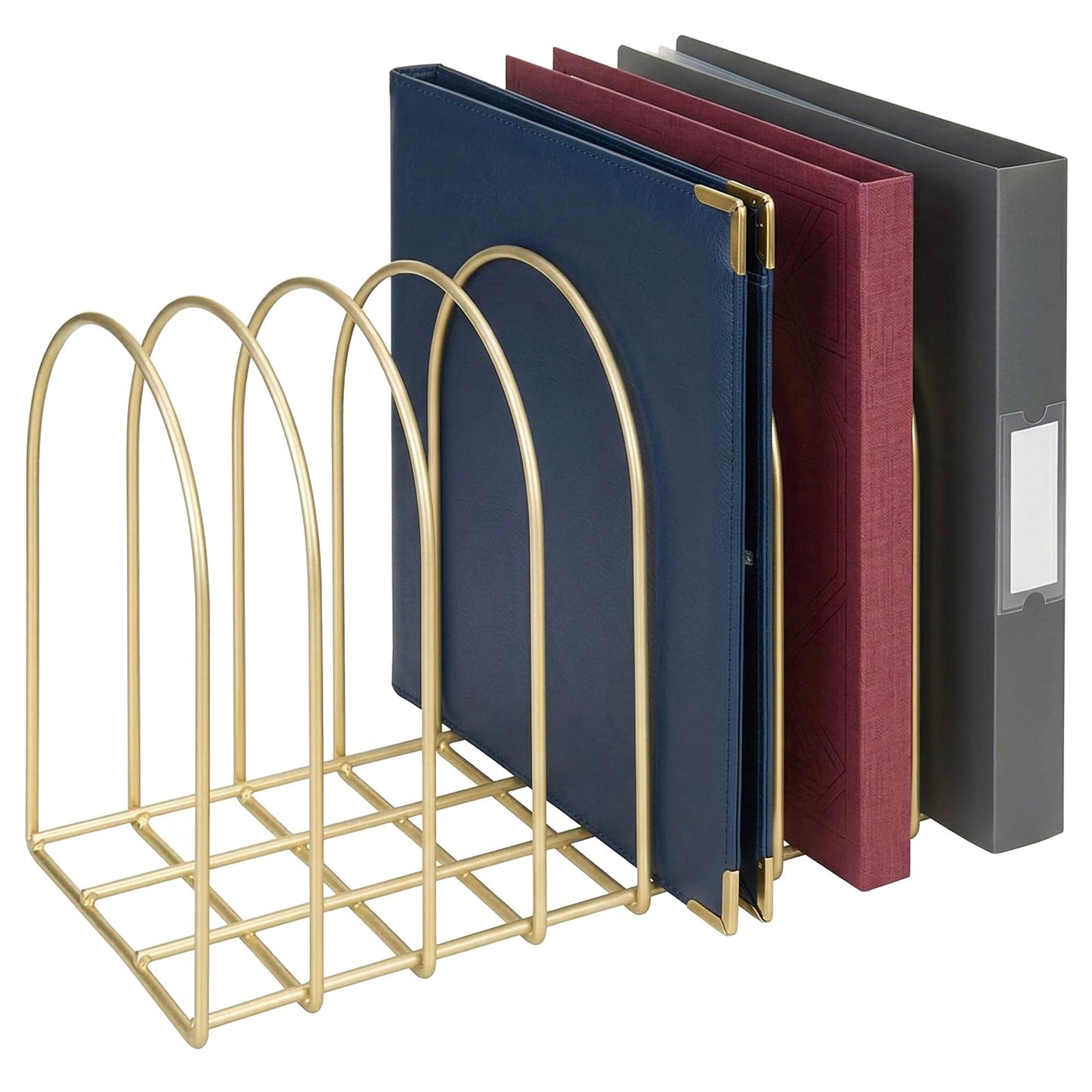MyGift Brass Metal Wire File Desk Organizer Binder Holder with 8 Wide Slots