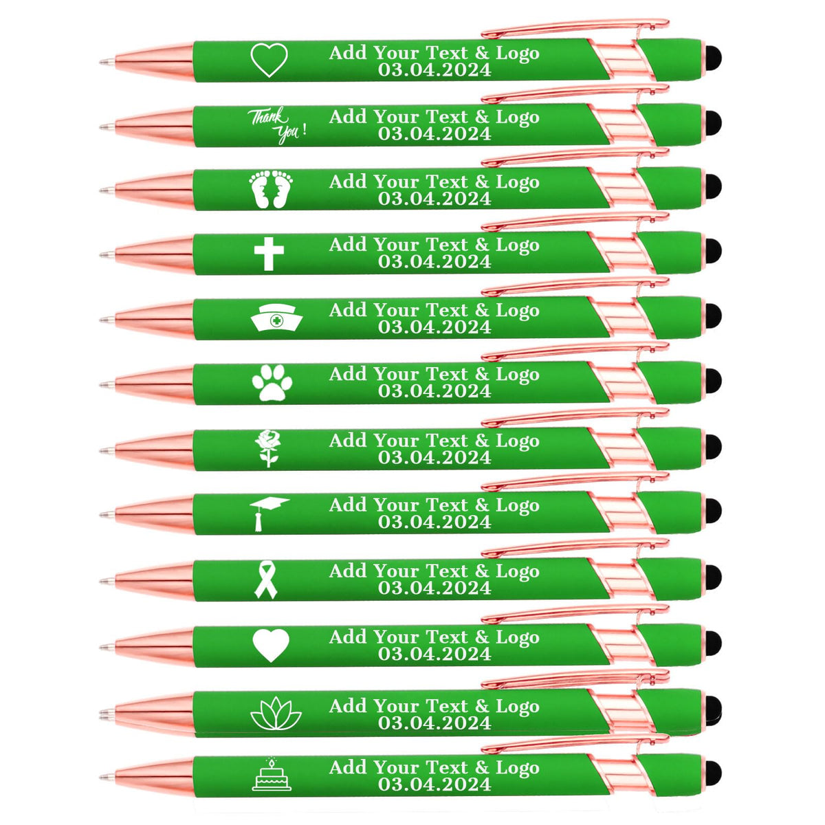 LMJUEJIN Personalized Pens with Name or Logo - Black Ink - 12 pcs Metal Custom Ballpoint Pen with