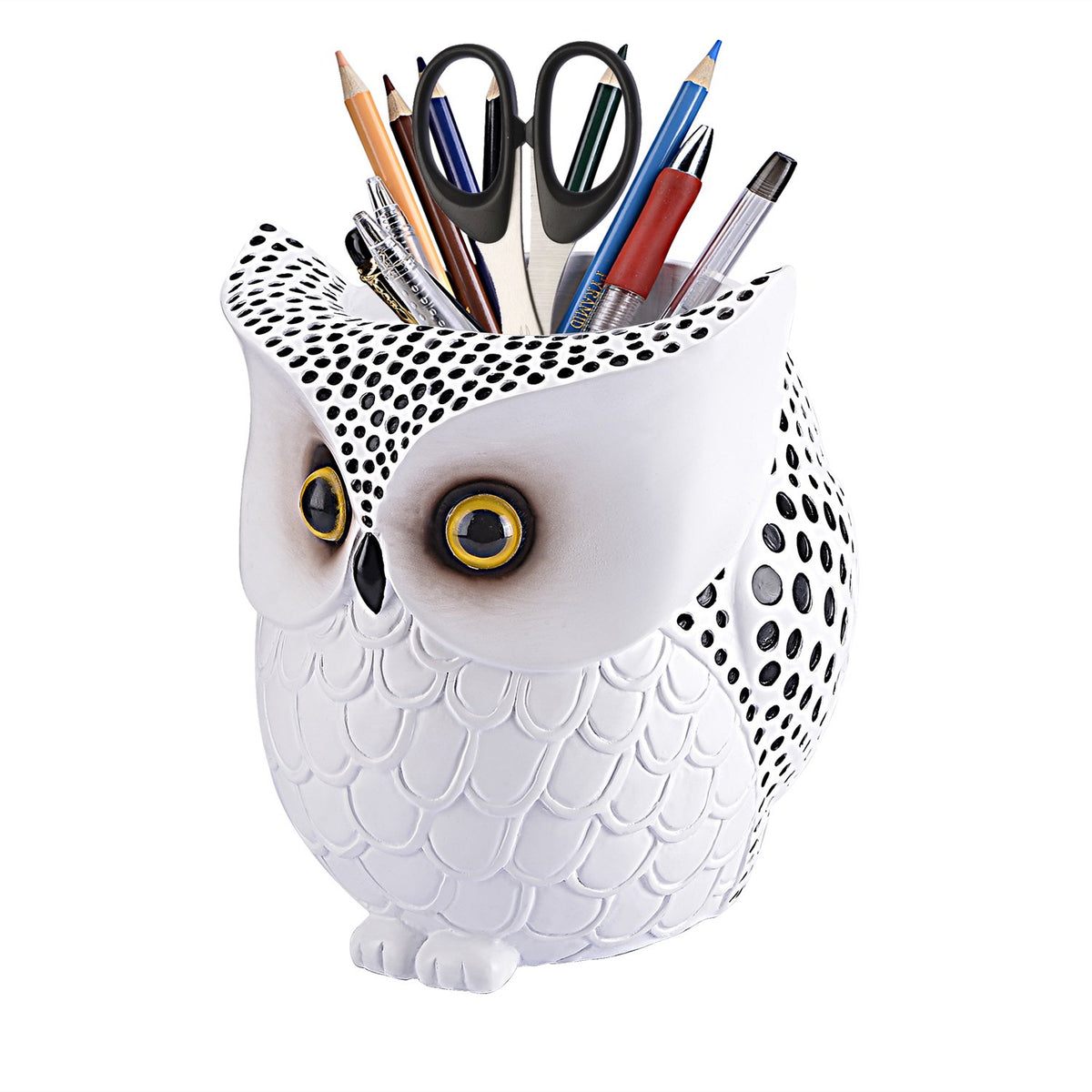 PSKZNSZ Owl Pen Holder, Owl Pen Pencil Container Carving Brush Pot Brush Holder Desk Organizer